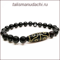 Браслет из агата с бусиной Дзи 8 глаз - отражает негативную энергию, символизиру