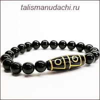 Браслет из агата с бусиной Дзи 4 глаза - Благословение и защита c четырех сторон