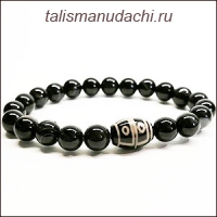 Браслет из агата с бусиной Дзи 4 глаза - Благословение и защита c четырех сторон