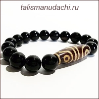 Браслет из агата с бусиной Дзи 4 глаза - защита c четырех сторон света