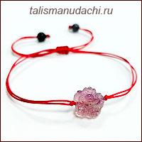 Красная нить с Флюоритом "Цветок".