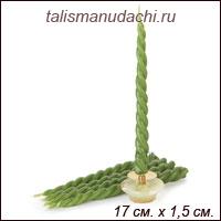 Скрутка из трех конусных свечей зелёная