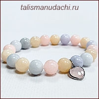 Браслет из Берилла "Сердце" (10 мм.)