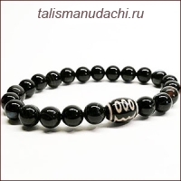 Браслет из агата с бусиной Дзи 5 глаз - денежный магнит.