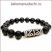 Браслет из агата с бусиной Дзи 8 глаз - отражает любую негативную энергию, символизирует изобилие.