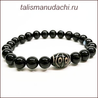 Браслет из агата с бусиной Дзи 8 глаз - отражает любую негативную энергию, символизирует изобилие.