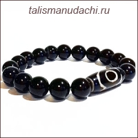 Браслет из агата с бусиной Дзи 3 глаза - богатство, здоровье и успех.