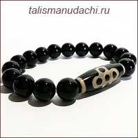 Браслет из агата с бусиной Дзи 5 глаз с молнией - Богатство с пяти направлений, устранение преград Браслет из агата с бусиной Дзи 5 глаз с молнией - Богатство с пяти направлений, устранение преград