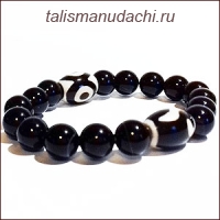 Браслет из агата с бусинами Дзи 3 глаза и Золотой ключ или Жезл Жуи (Руи) - приносит богатство, дает влияние, силу и успех в карьере